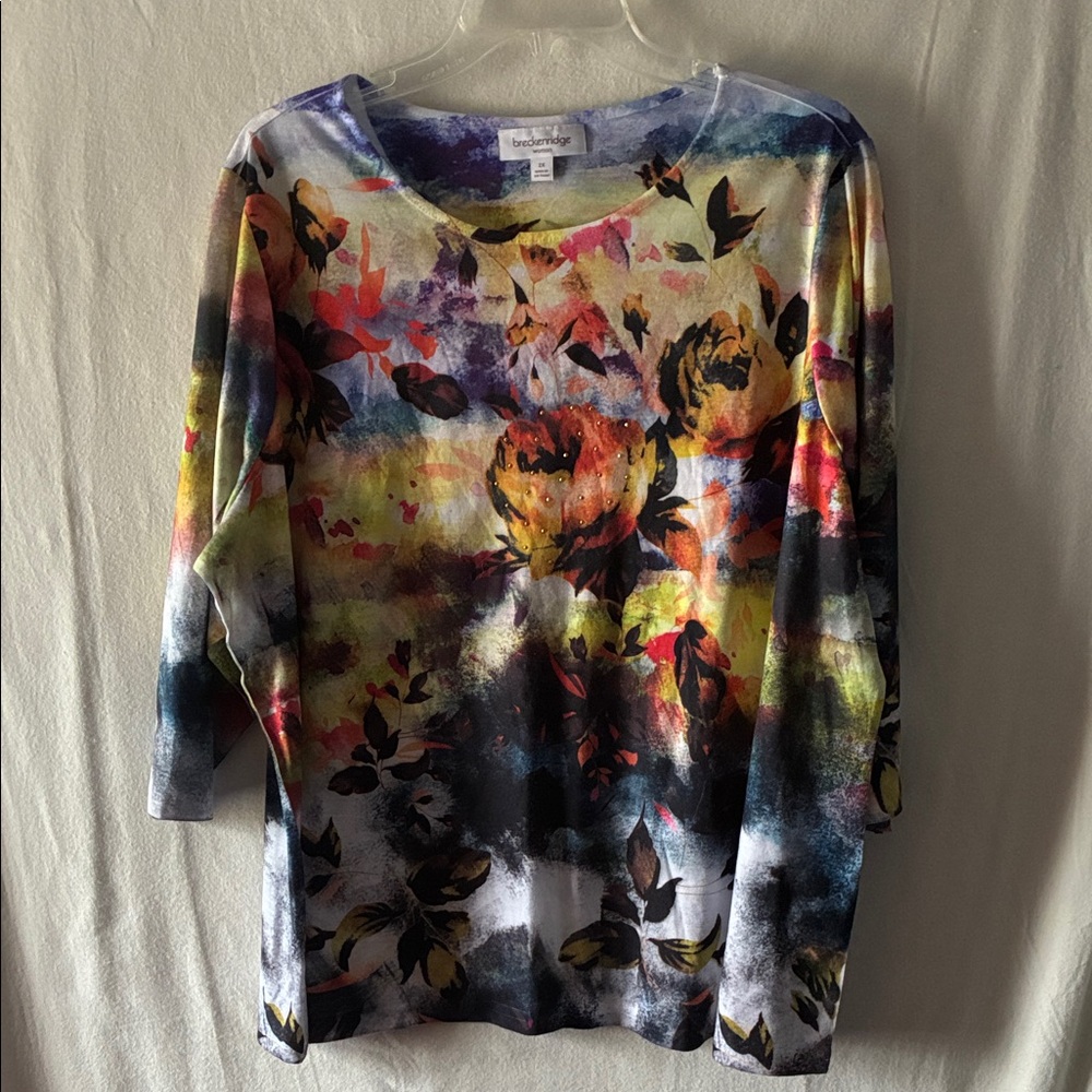 breckenridge Multicolor Floral Crewneck Long Sleeve Top